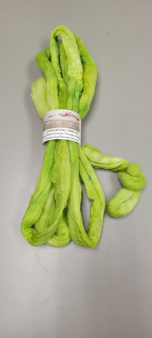 Cotton Sliver, 1/2 oz (0.5 ounce), Green (Light) USA Grown Acala Cotton Sliver, Hand Dyed. Spin Cotton!!! Crafts and Fiber Arts