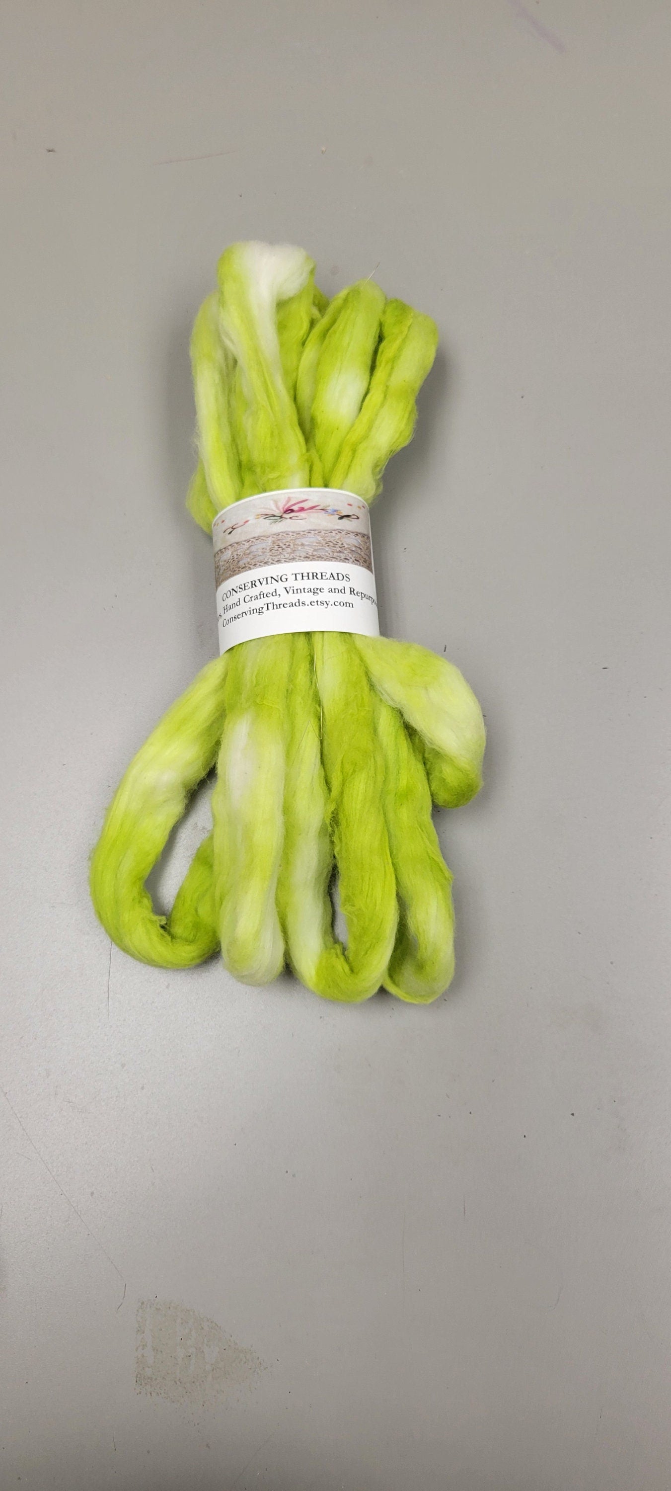 Cotton Sliver, 1/2 oz (0.5 ounce), Green (Light Yellowish) USA Grown Acala Cotton Sliver, Hand Dyed. Spin Cotton!!! Crafts and Fiber Arts