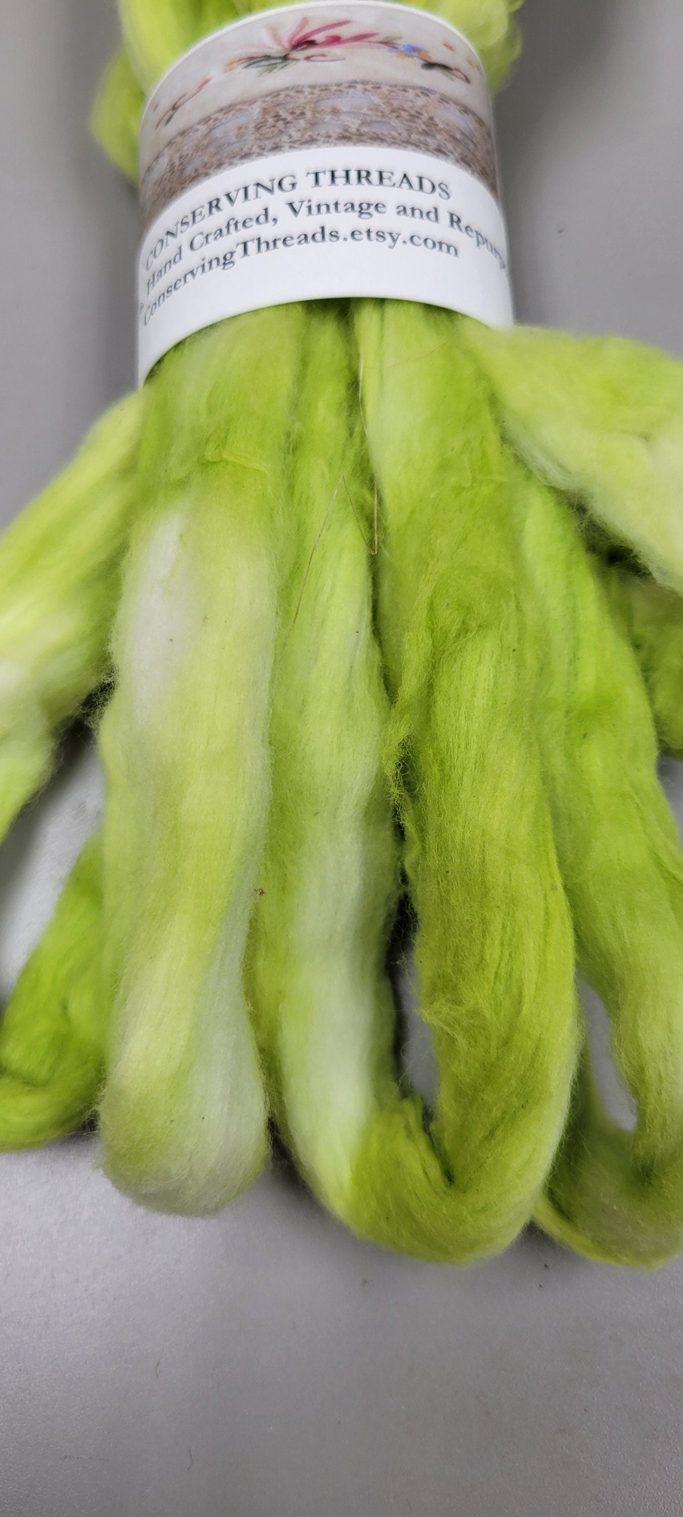 Cotton Sliver, 1/2 oz (0.5 ounce), Green (Light Yellowish) USA Grown Acala Cotton Sliver, Hand Dyed. Spin Cotton!!! Crafts and Fiber Arts