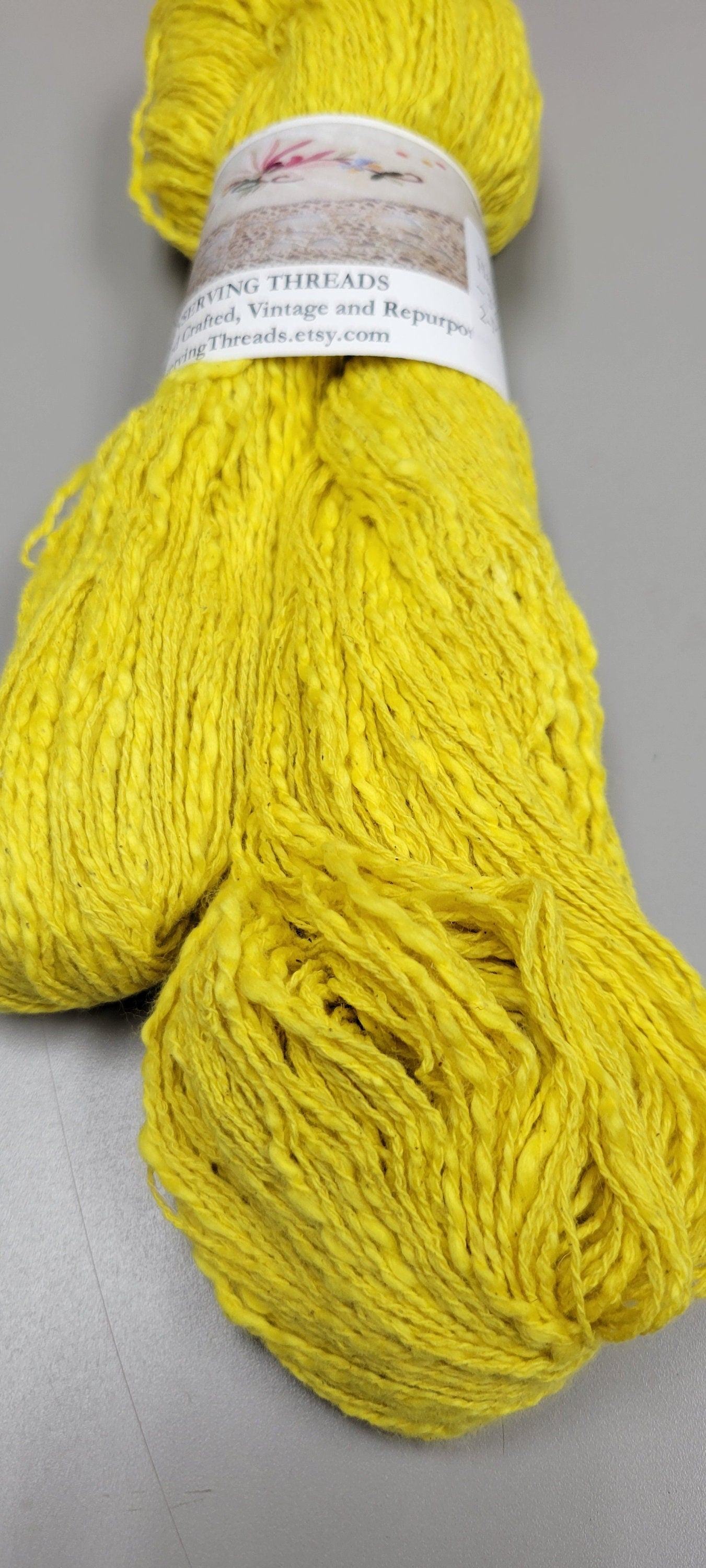 Cotton Yarn Yellow, Hand Spun, 2 Ply, Fingering Weight. Natural. Great for Knitting, Crochet, Fiber, Weaving, Big Stitching