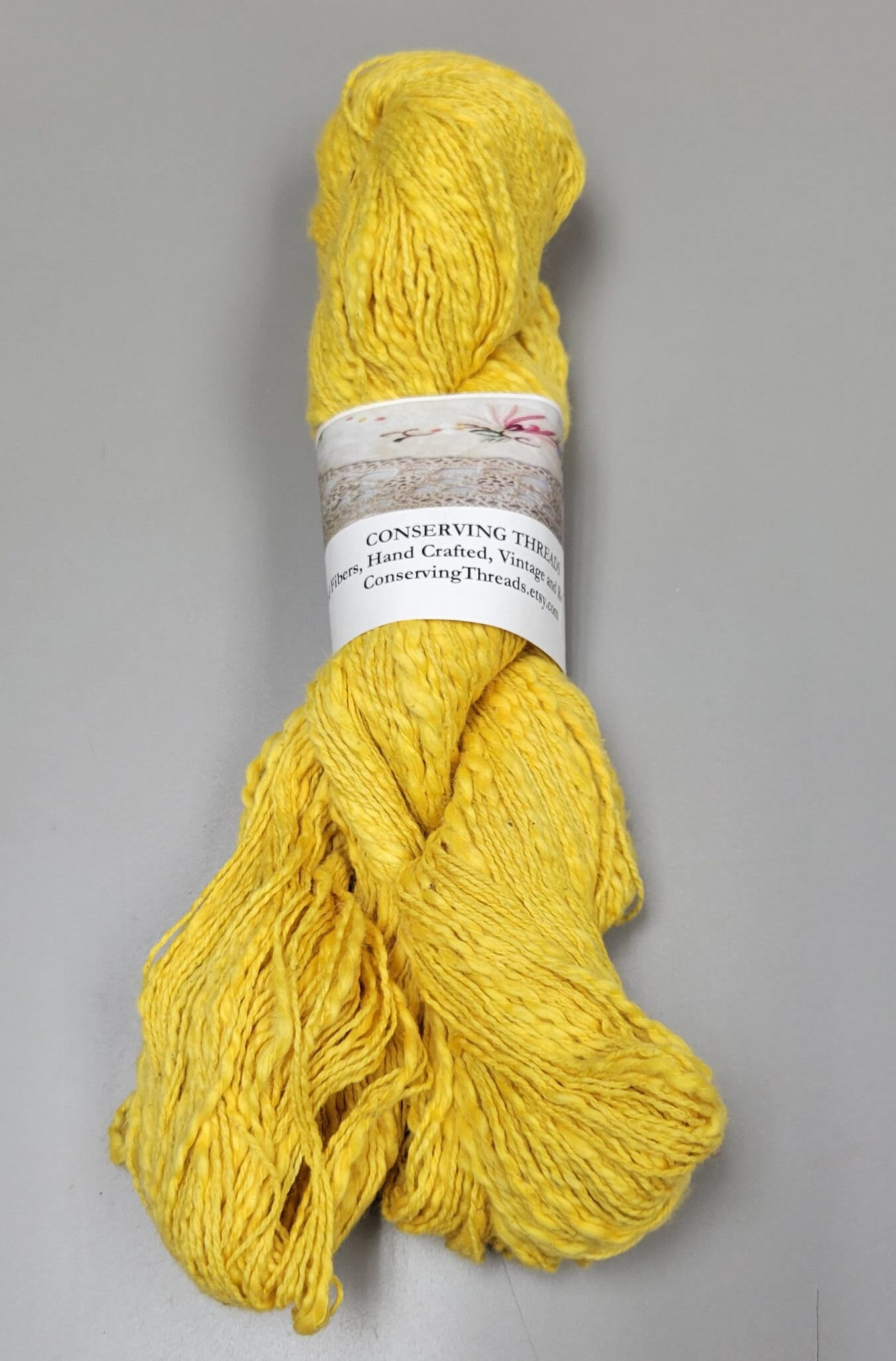 Cotton Yarn Yellow (Gold), Hand Spun, 2 Ply, Fingering Weight. Natural. Great for Knitting, Crochet, Fiber, Weaving, Big Stitching