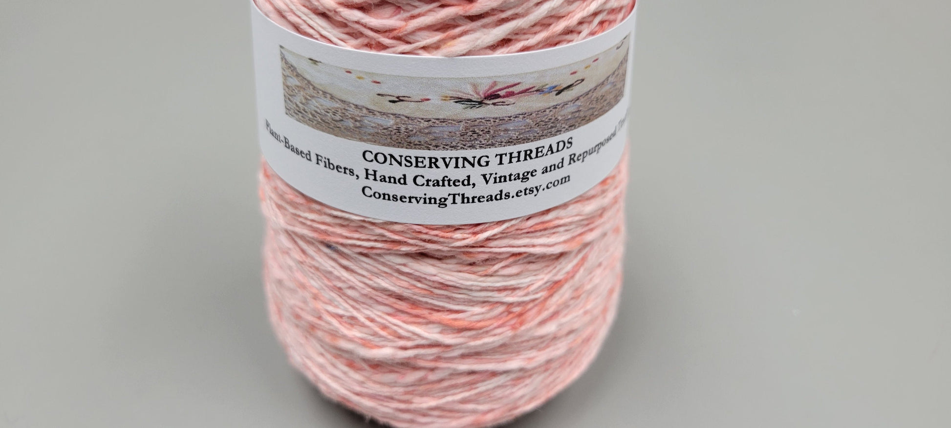 Cotton Yarn Splatter Red and White, Hand Spun, 2 Ply Fingering Weight on Cone. Great for Knitting, Crochet, Weaving, Big Stitching