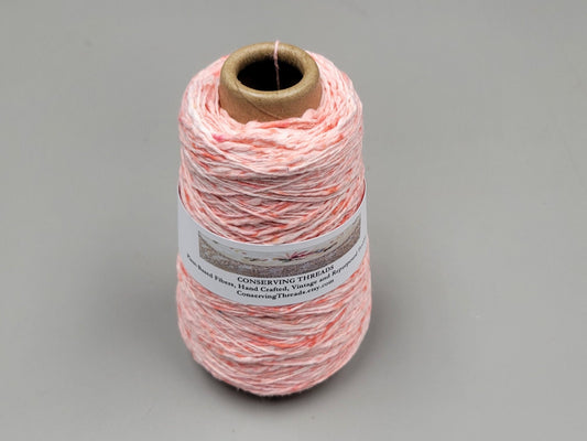 Cotton Yarn Splatter Red and White, Hand Spun, 2 Ply Fingering Weight on Cone. Great for Knitting, Crochet, Weaving, Big Stitching