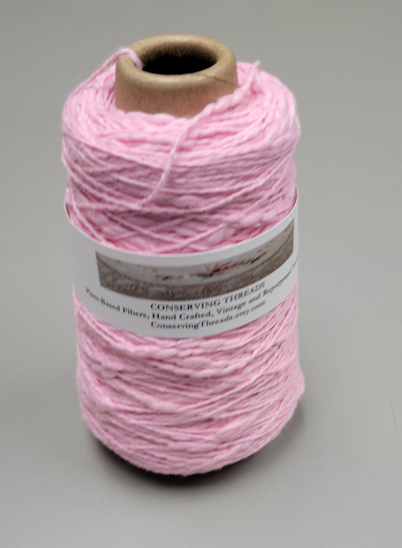 Cotton Yarn Pink, Hand Spun, 2 Ply Fingering Weight on Cone. Great for Knitting, Crochet, Weaving, Big Stitching