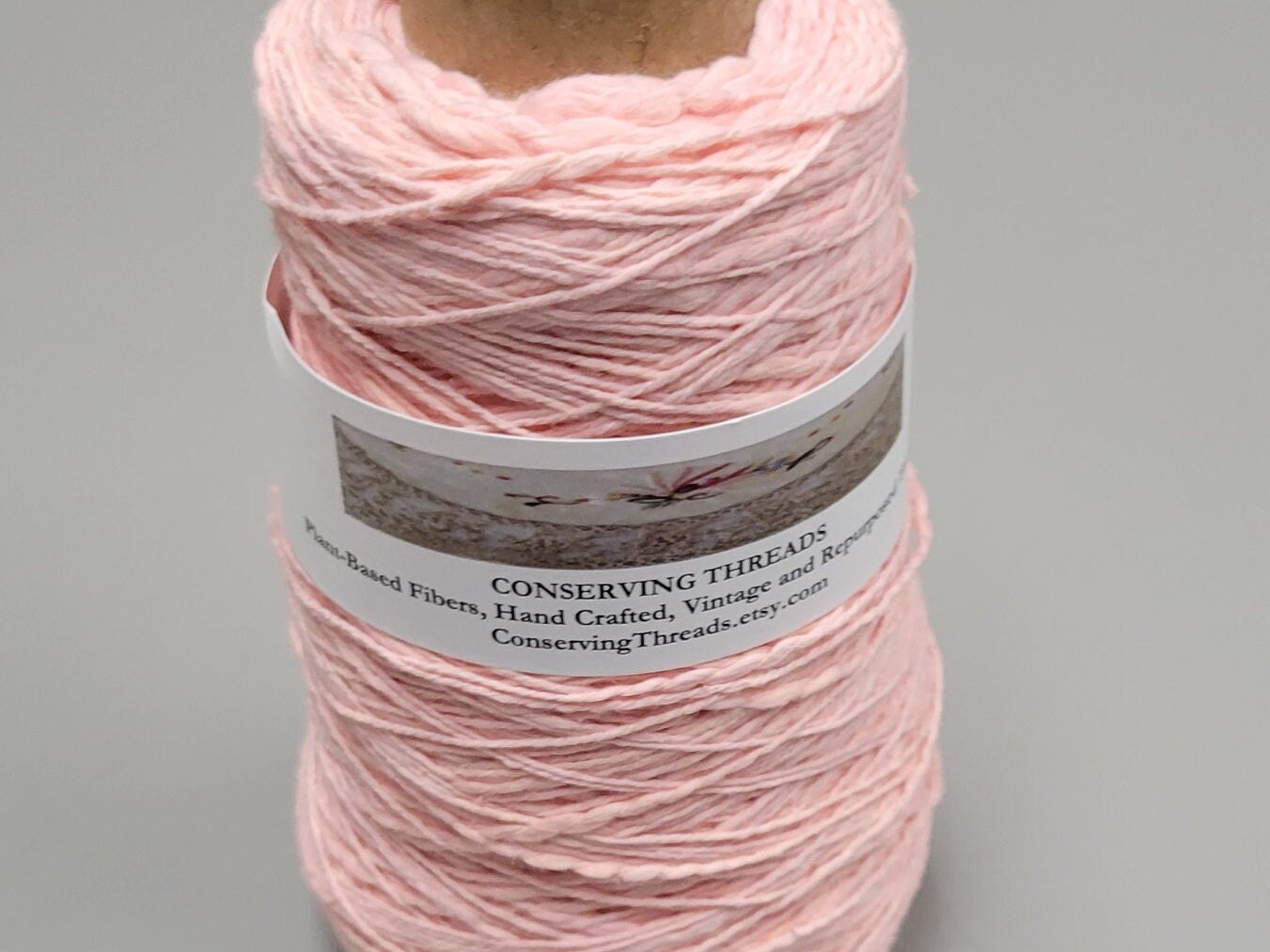 Cotton Yarn Peach, Hand Spun, 2 Ply Fingering Weight on Cone. Great for Knitting, Crochet, Weaving, Big Stitching