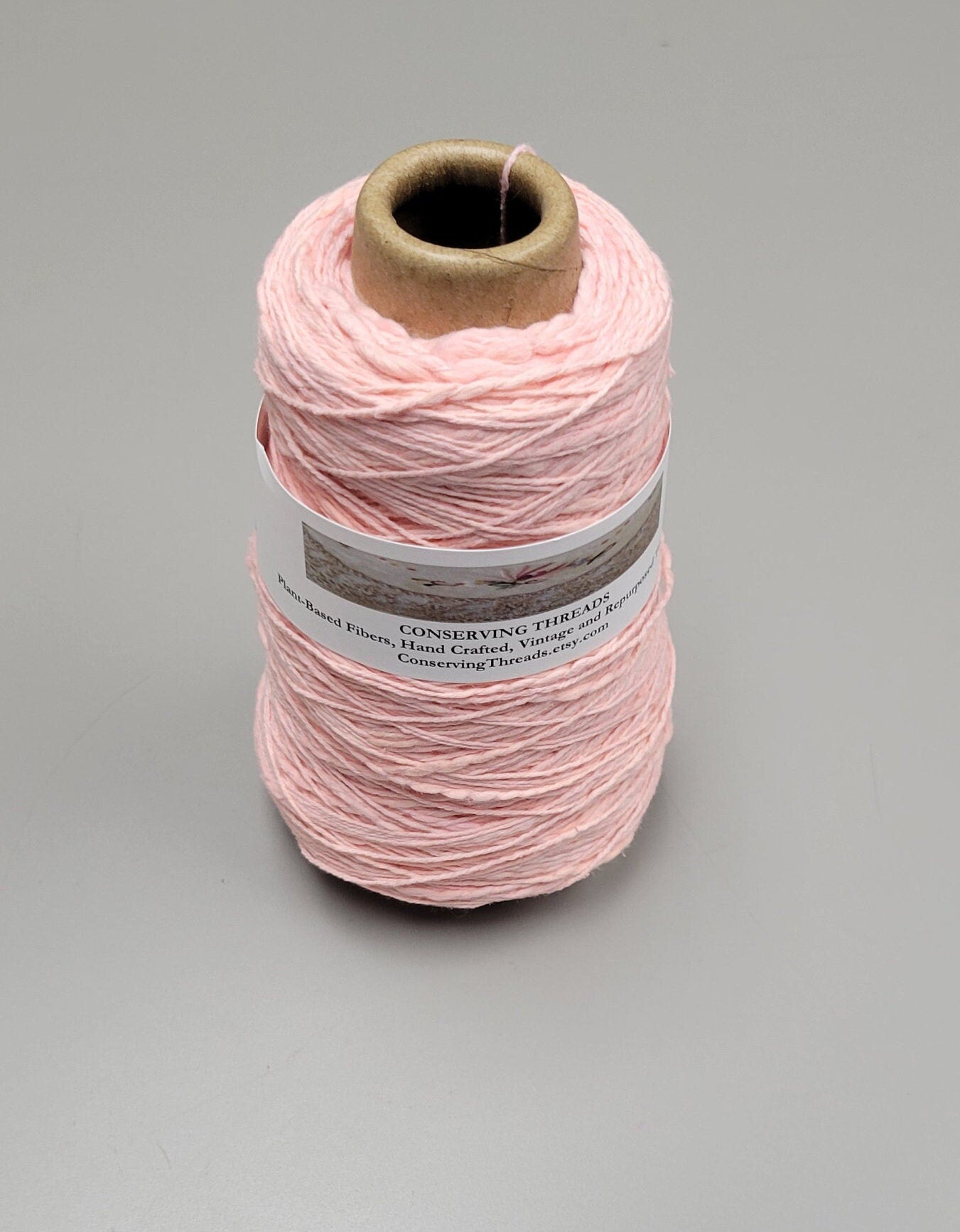 Cotton Yarn Peach, Hand Spun, 2 Ply Fingering Weight on Cone. Great for Knitting, Crochet, Weaving, Big Stitching