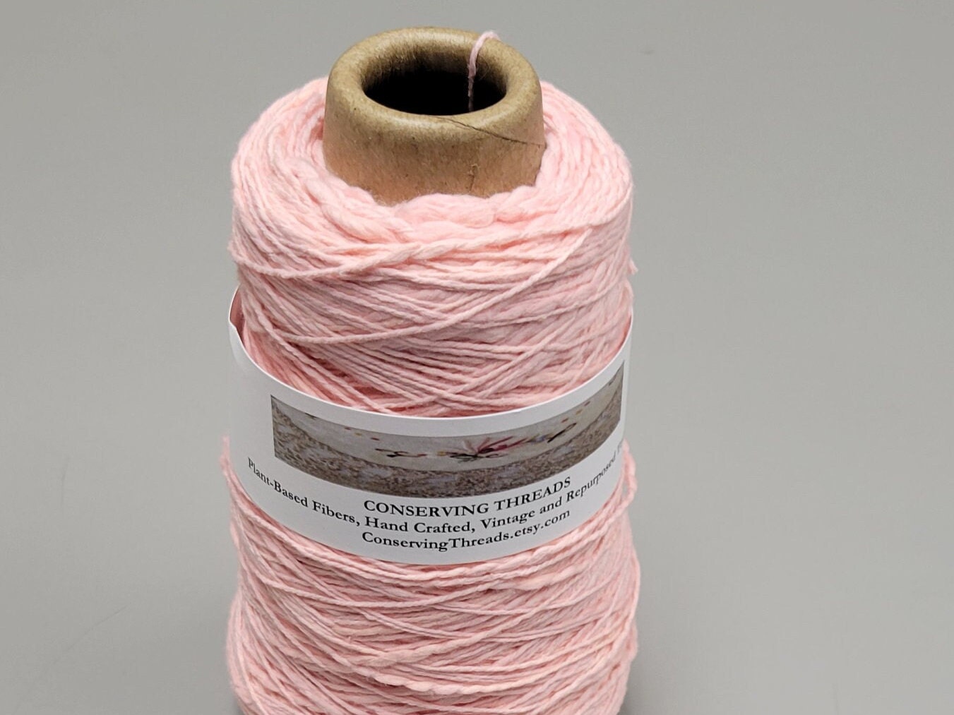 Cotton Yarn Peach, Hand Spun, 2 Ply Fingering Weight on Cone. Great for Knitting, Crochet, Weaving, Big Stitching