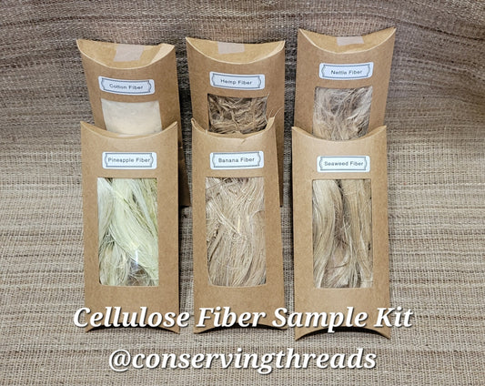 Cellulose Fiber Sample Set - Cotton, Hemp, Nettle, Pineapple, Banana, Seaweed - 0.5 oz each