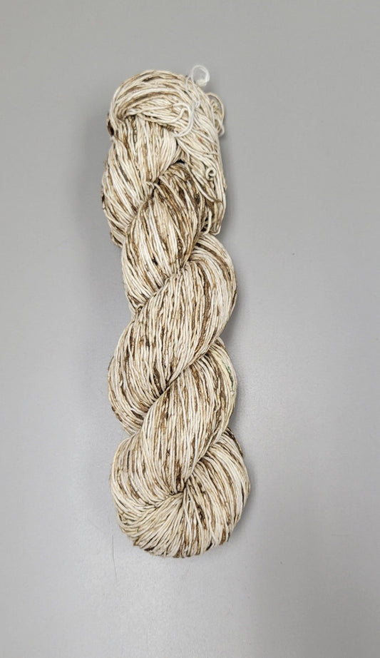 Pasting Yarn - Cotton Yarn Painted Using Silk Saree Waste. 1 Ply. 100 gram. Brown.