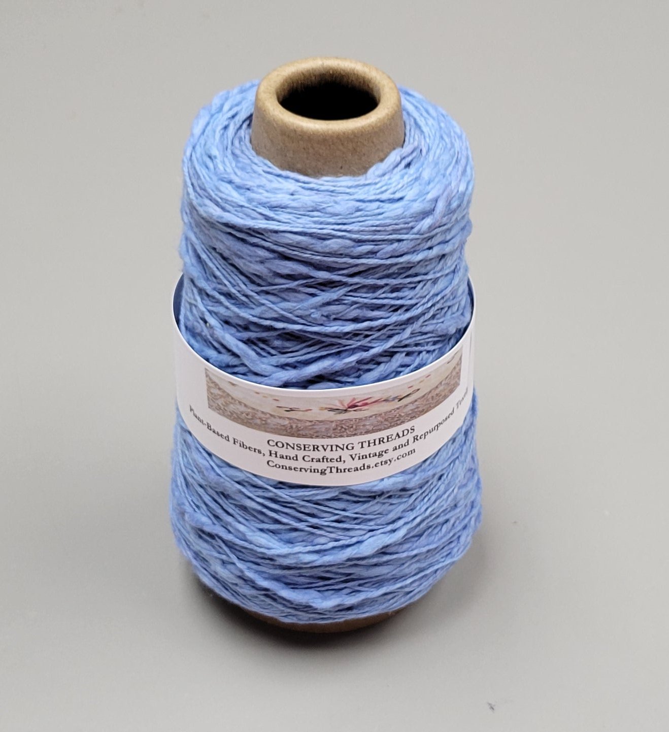 Cotton Yarn Blue, Hand Spun, 2 Ply Fingering Weight on Cone.