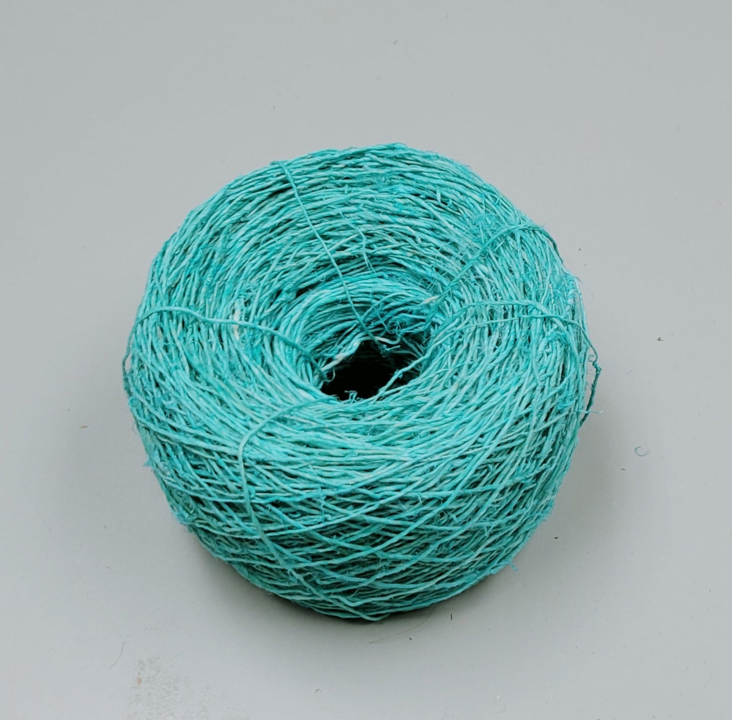 Hemp Yarn, 200 Yards. Hand-Spun Skein, Blue Dyed.