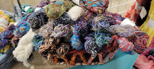 Linen Reclaimed Thread Skeins. Upcycled Hand-Spun Yarn.