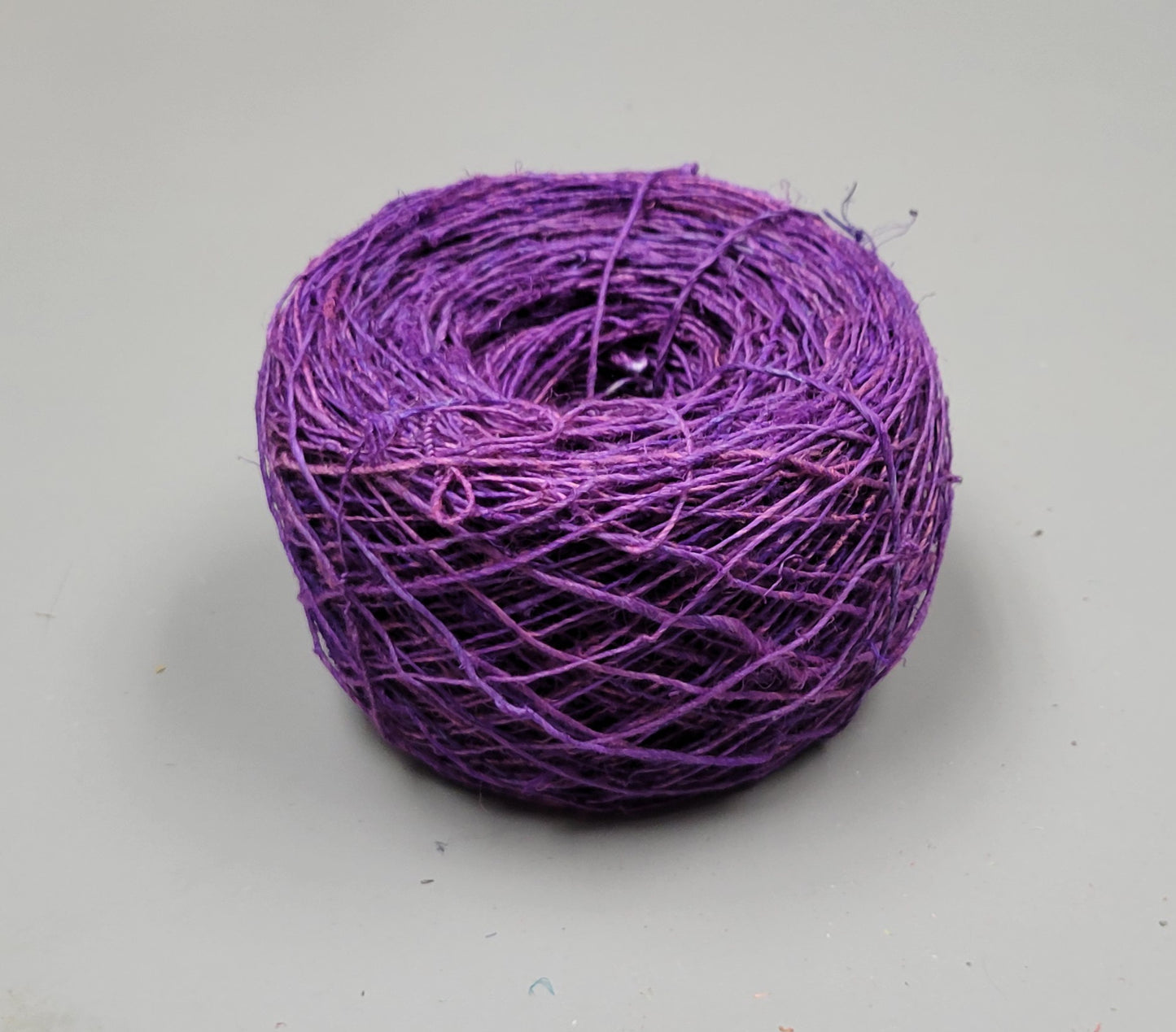 Hemp Yarn, 200 Yards. Hand-Spun Skein, Purple Dyed.