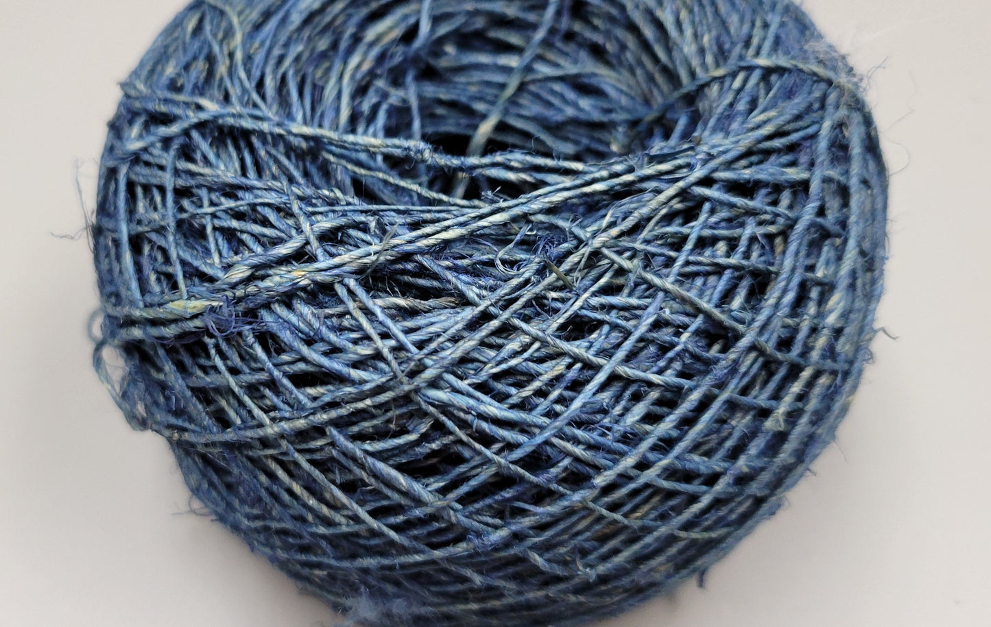 Hemp Yarn, 200 Yards, Blue Indigo Dyed. Hand-Spun.