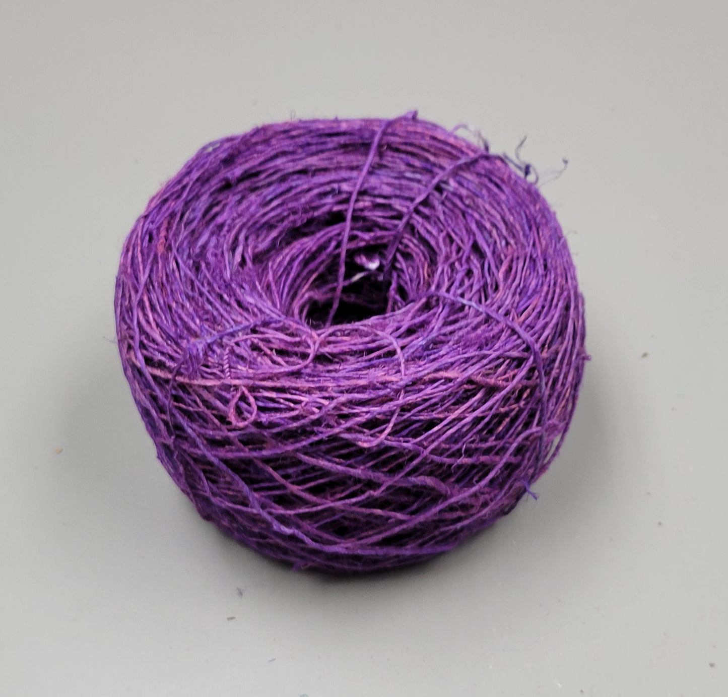 Hemp Yarn, 200 Yards. Hand-Spun Skein, Purple Dyed.