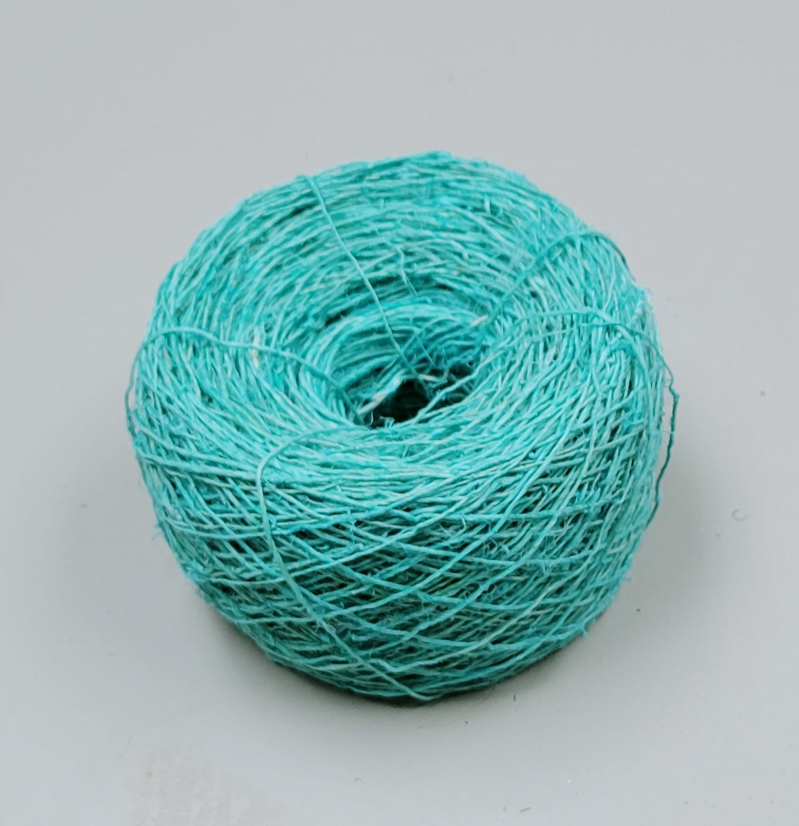 Hemp Yarn, 200 Yards. Hand-Spun Skein, Blue Dyed.