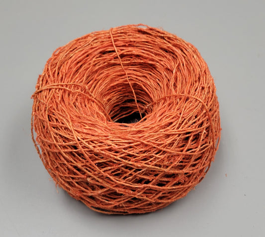 Hemp Dyed Yarn. Orange. Hand-Spun Skein, 200 Yards.