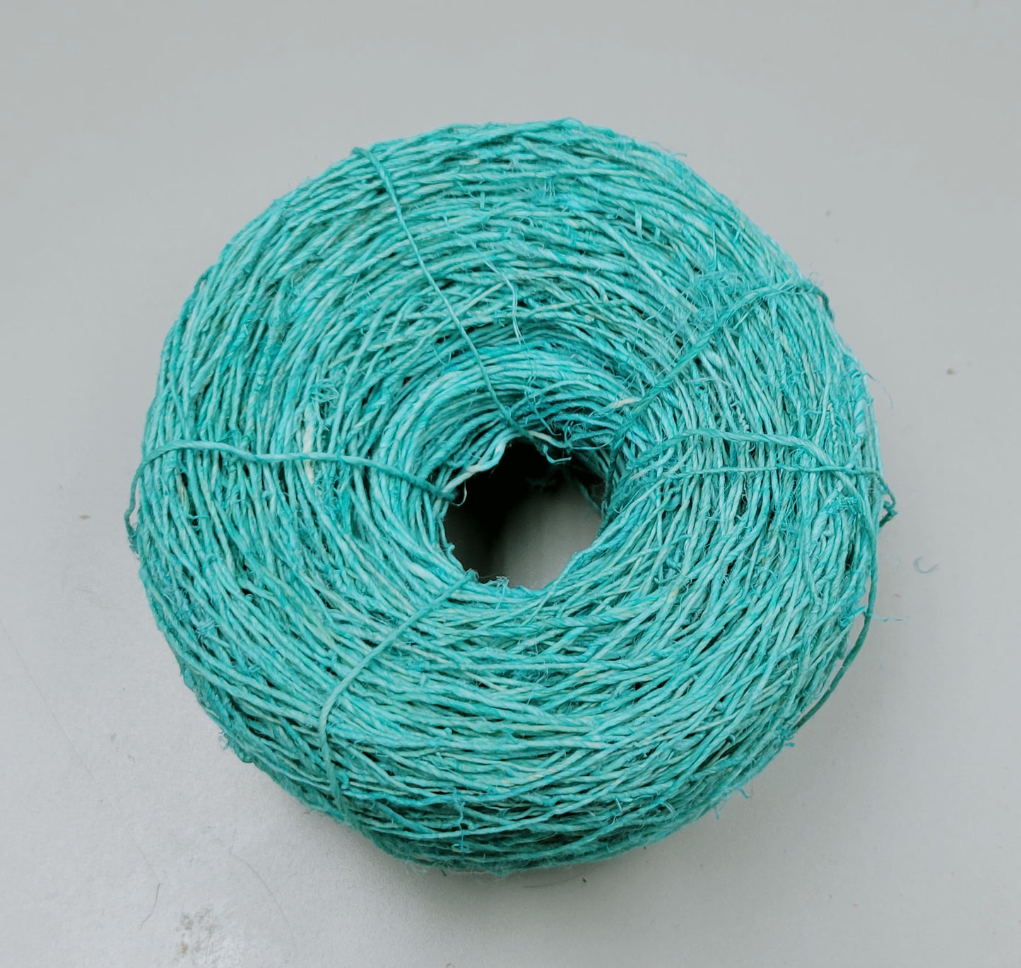 Hemp Yarn, 200 Yards. Hand-Spun Skein, Blue Dyed.