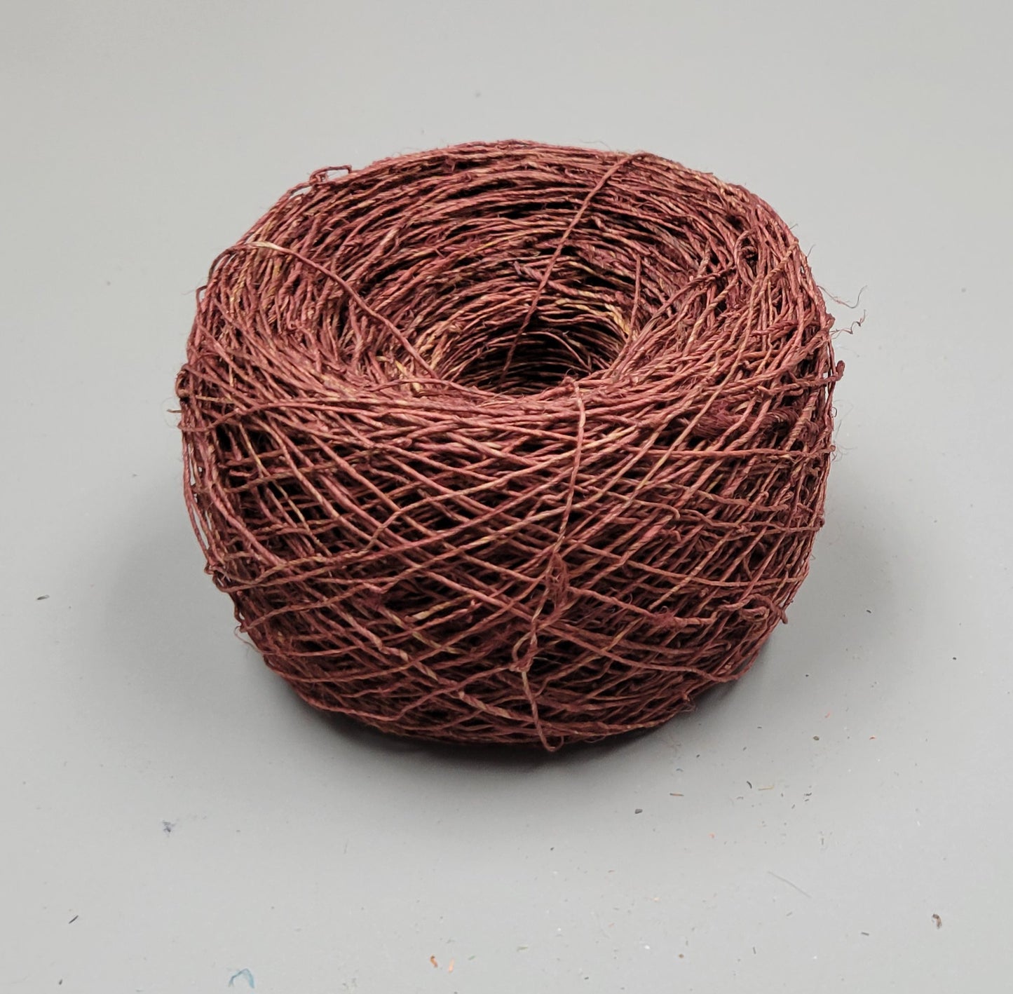 Hemp Yarn, 200 Yards. Hand-Spun Skein, Brown Dyed.