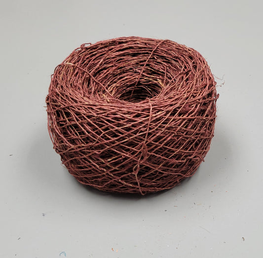 Hemp Yarn, 200 Yards. Hand-Spun Skein, Brown Dyed.