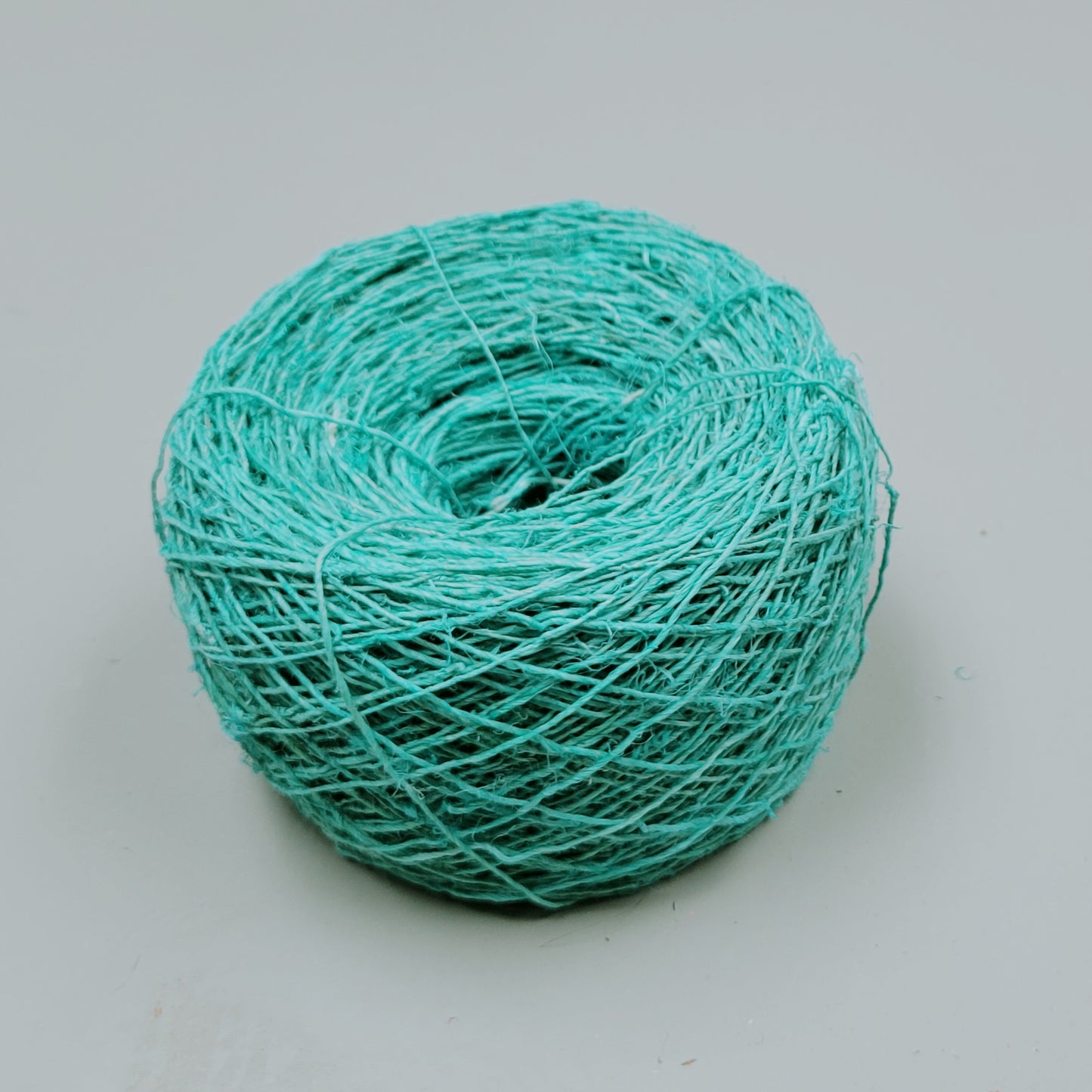 Hemp Yarn, 200 Yards. Hand-Spun Skein, Blue Dyed.